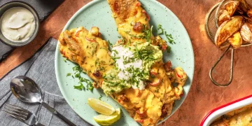 Chilli Cheese Beef Enchiladas with Cheese Chorizo Topping and Wedges Recipe