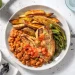 Fajita Chicken with Roasted Pepper, Refried Beans and Wedges Recipe