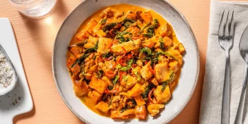 Roasted Sweet Potato and Ginger Garlic Chicken Stew with Lime and Spinach Recipe