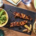 Salmon Teriyaki Skewers with Miso Stir Fried Greens and Sesame Wedges Recipe