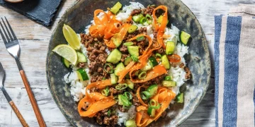 Teriyaki Beef Mince with Jasmine Rice and Cucumber Salad Recipe