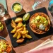 Chicken Fajita Taco Bowl and Wedges with Avocado Corn Salsa and Soured Cream Recipe