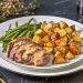 Sirloin Steak and Peppercorn Sauce with Roasted Potatoes and Green Beans Recipe