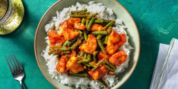 Soy and Honey Chicken with Green Beans and Rice Recipe